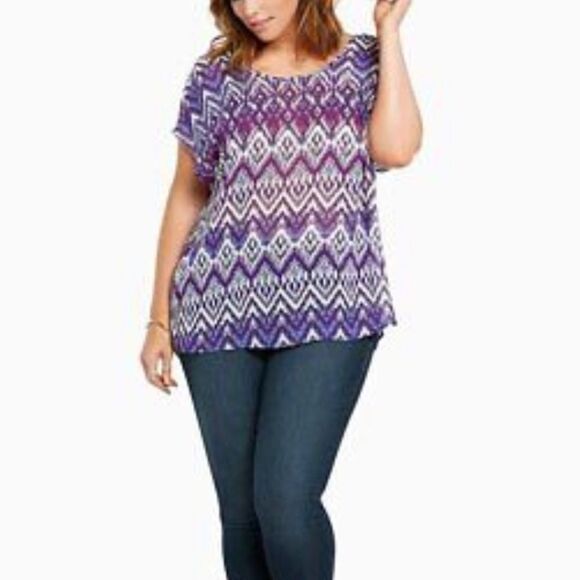 TORRID purple Ikat bow back tunic top - Picture 6 of 6